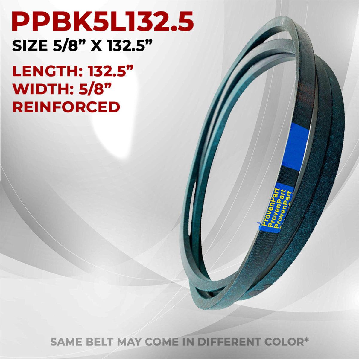 Proven Part Reinforced Deck Belt 5/8" X 132.5" Fits Scag 483001, Fits Woods 29229, W29229
