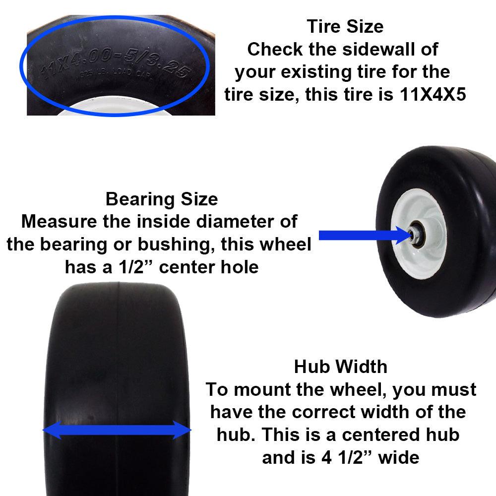 Proven Part No-Flat Tire White Rim Fits Exmark and Toro 11X4-5 112-3810 103-9591 - Proven Part