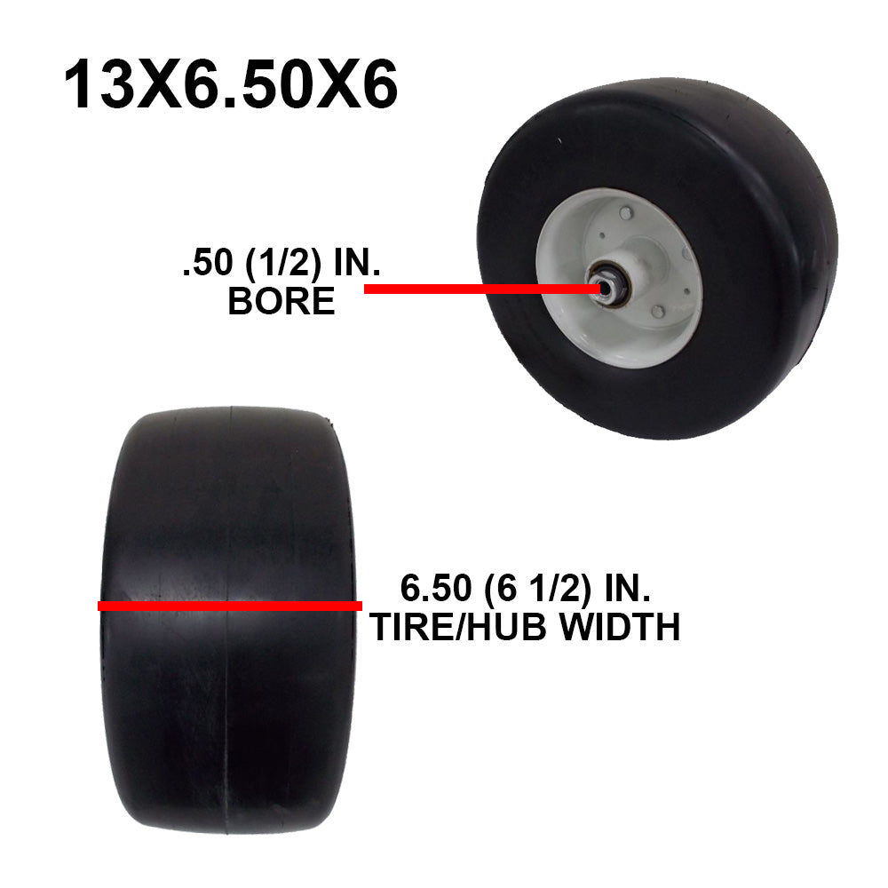 Proven Part Set Of 2 13X6.5X6 White No-Flat Front Solid Tire Puncture Proof Compatible With Simplicity
