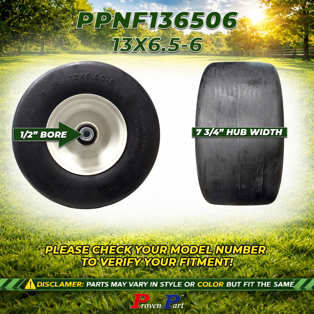 Proven Part 13X6.50-6 Flat Free Tire Assembly Fits 109-9127 For Exmark