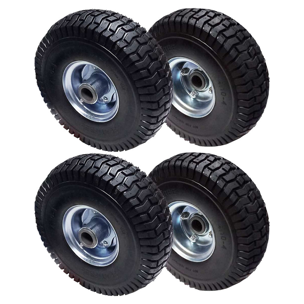 4PK Proven Part Solid No-Flat Tire 4.10X3.5-4 With Bearings Fit 72310001 15010 Compatible With 2 Wheel Velke System X2