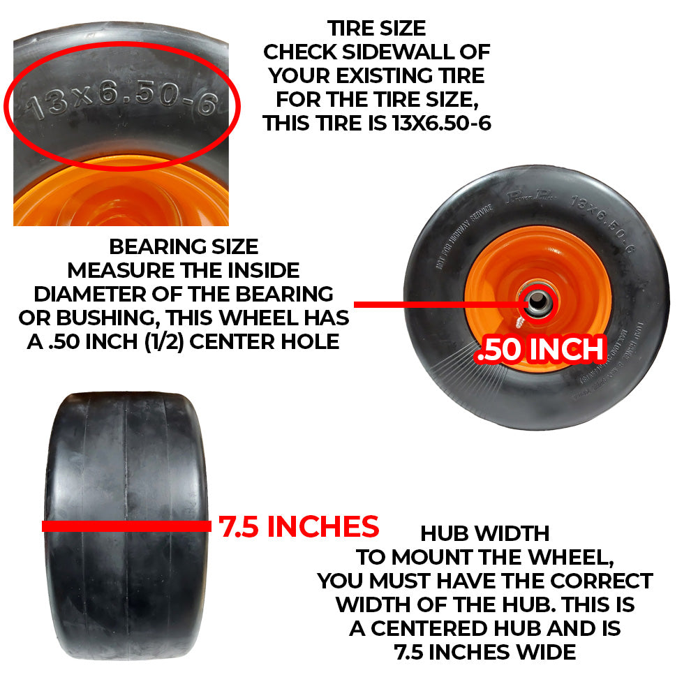 Proven Part (1) Flat Free Wheel Assembly For Scag 483050 482504 9278 13 X 6.50-6 13X6.50X6