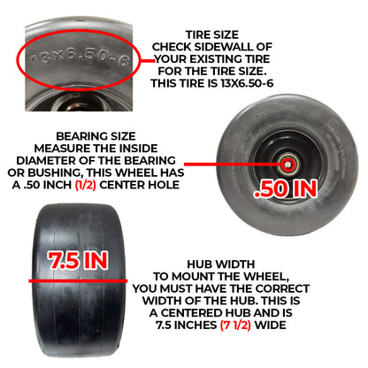 Proven Part 2- No Flat Wheel Assy 13x6.50-6 Fits Hustler X One Super Z 607964 789537