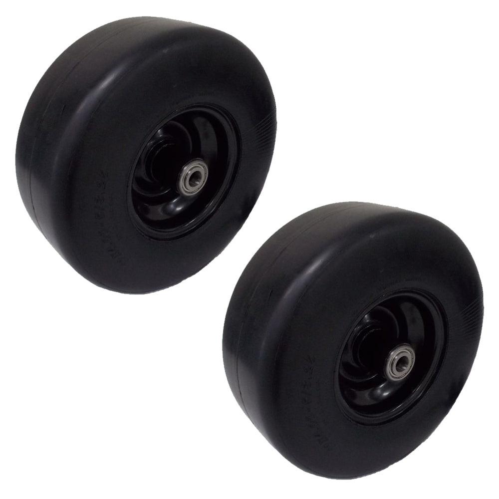 Proven Part 2 Pack 11X4-5 Black Rim Front Solid Puncture Proof Smooth Tires Compatible With Stander B 72460040 No-Flat and 4169567 Includers Bearings 77410036 - Proven Part