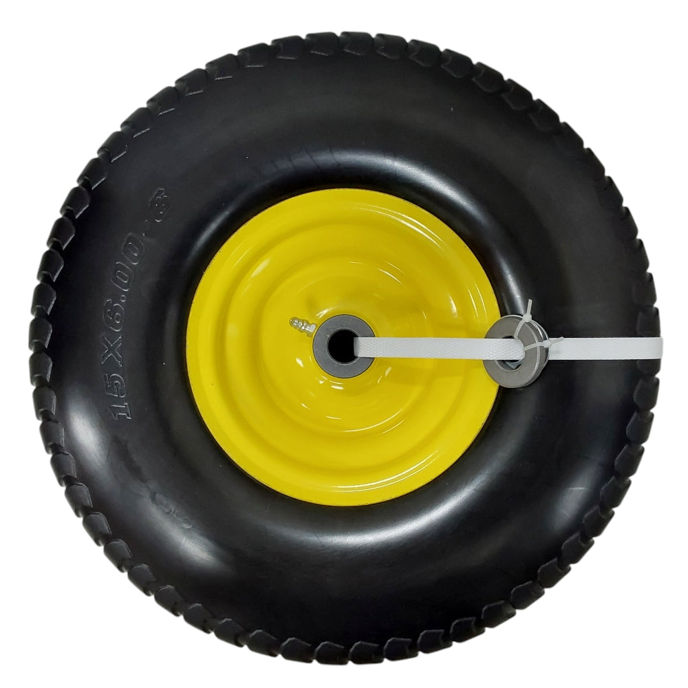 Proven Part 2-Pack Foam Filled Tire and Rim 15x6-6 For John Deere LT133 LA115 D100 With Wheel Spindles