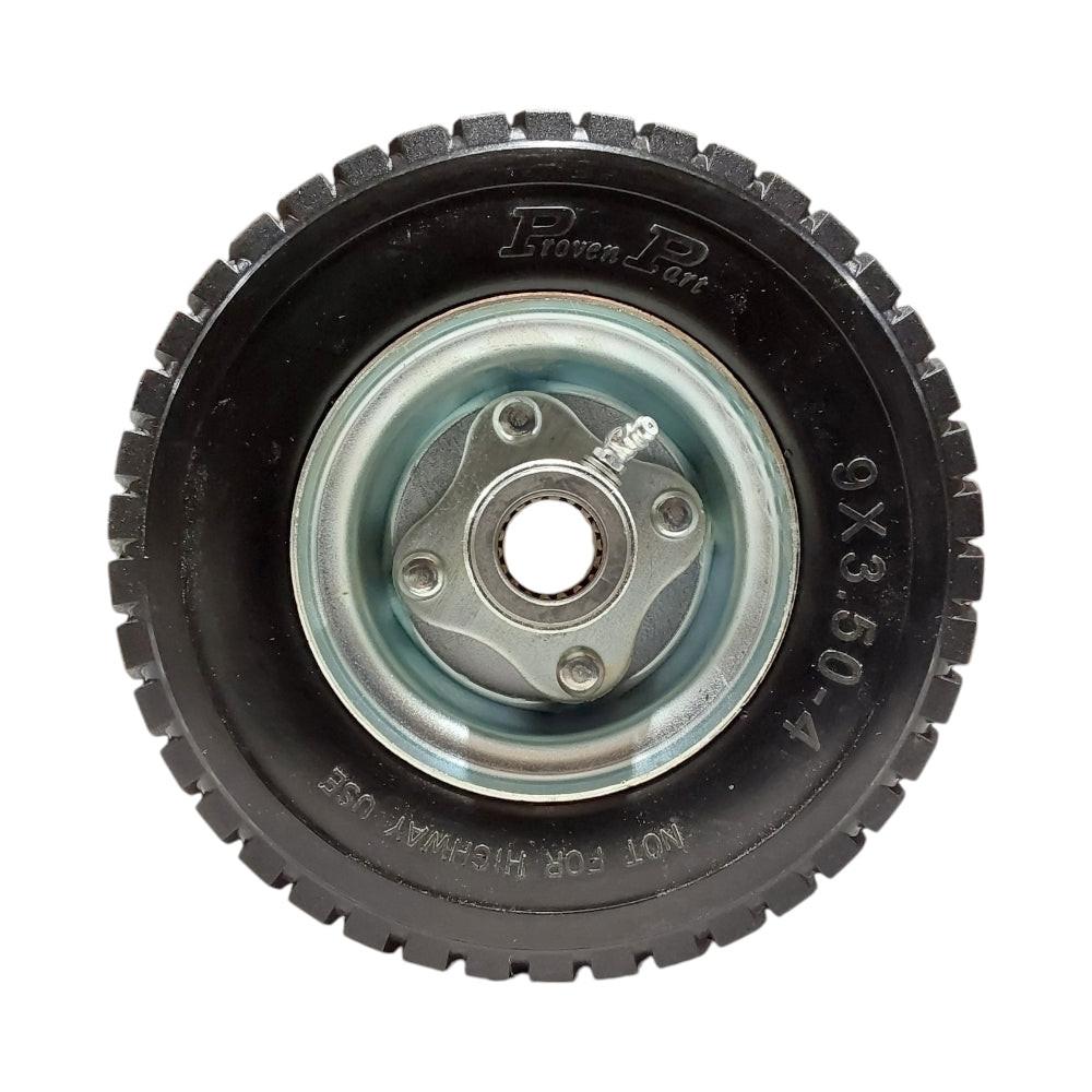 Pieza probada (1) Neumático 9X3.5-4 Sólido no plano Compatible con sistema Velke de 2 ruedas Se adapta a 72410088 Vkxwheel 10816 Incluye rodamientos Se adapta a 77410031 77410030 Vkxrlbrg Vkxbrgrtnr