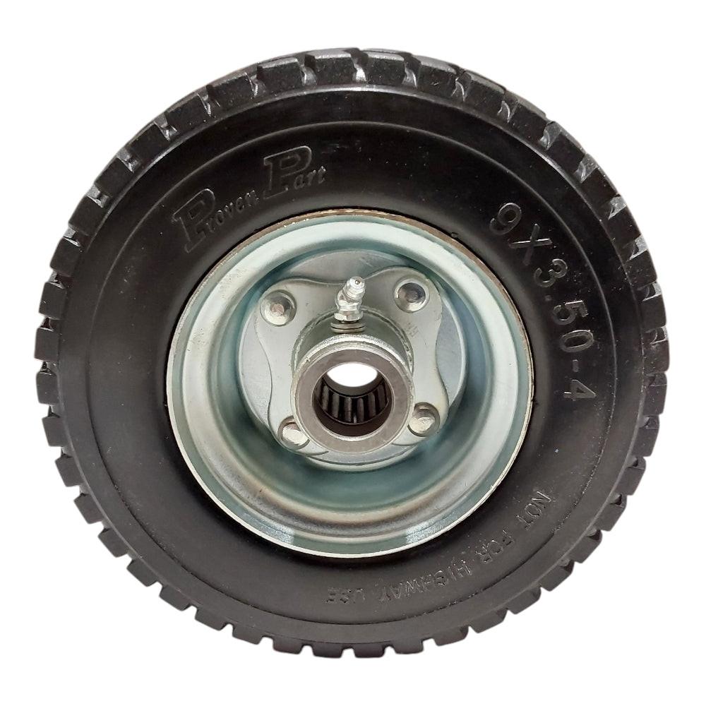Pieza probada (1) Neumático 9X3.5-4 Sólido no plano Compatible con sistema Velke de 2 ruedas Se adapta a 72410088 Vkxwheel 10816 Incluye rodamientos Se adapta a 77410031 77410030 Vkxrlbrg Vkxbrgrtnr