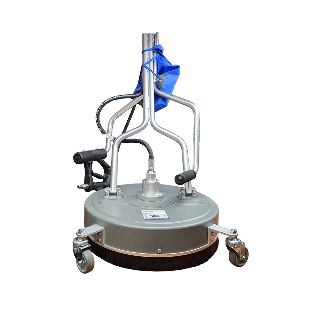 18-inch surface cleaner with castor wheels, circular brush base, and upright handle