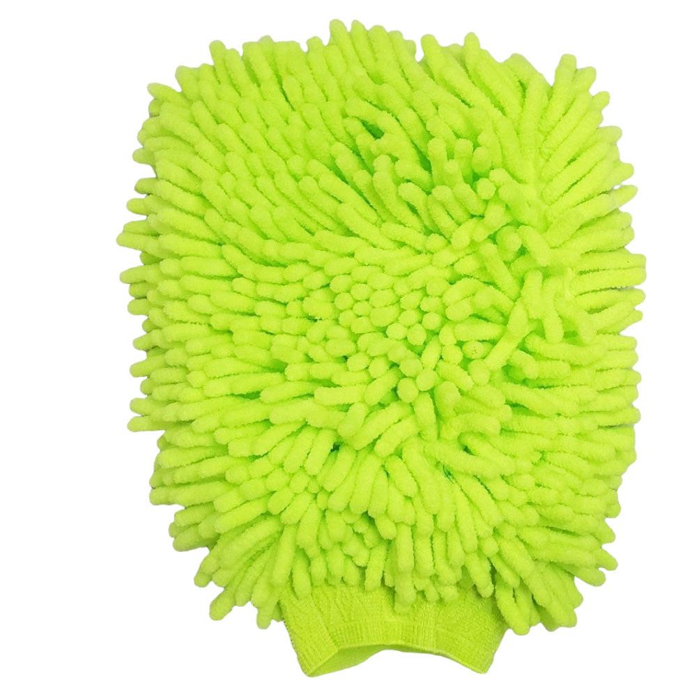 Lavado del hogar de la cocina del coche de la microfibra del verde de la pieza probada, guante de limpieza 