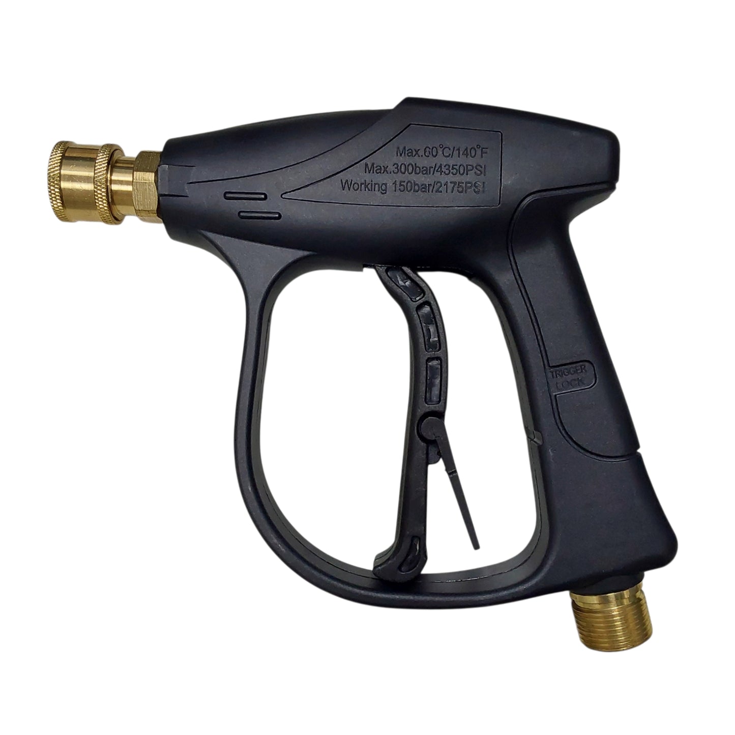 Proven Part Pressure Washer Guns 3/8" Temperature Rating: 150)300)?C (F?) Pressure Rating: 5000 PSI 10.5 Gpm M22 3/8Female C-87