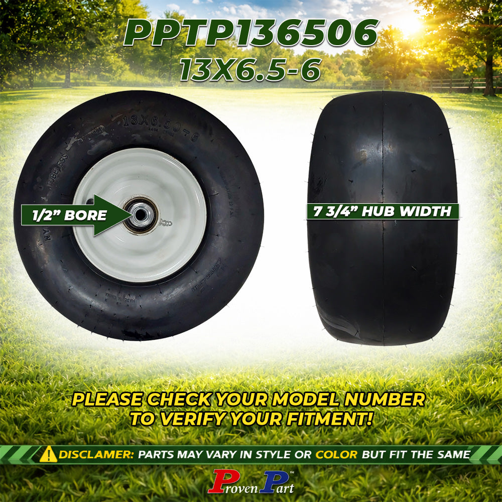 Proven Part Tubeless 13X6.50-6 Tire White Rim For Exmark and Toro - Proven Part