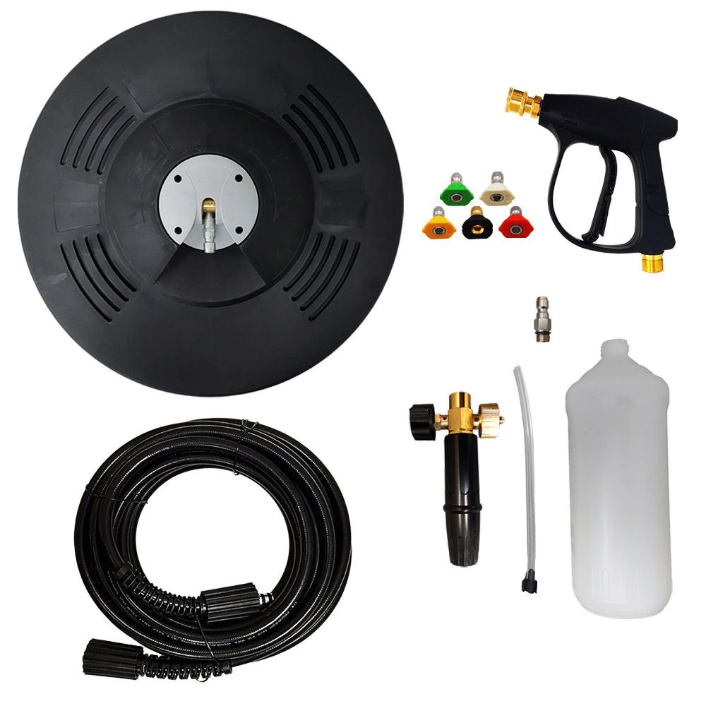 Proven Part Pressure Washer Gun M22 Female With 1/4" Female Quick Connector, 5 Tips and Foam Applicator, 15" Surface Cleaner and 25' 1/4" Hose M22xM22
