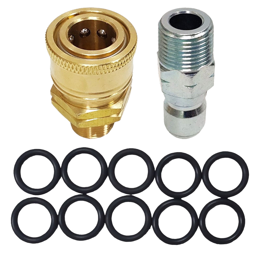 Proven Part 3/8" Male Quick Connect Plug, 3/8" Quick Connect to 3/8" MNPT, 3/8" 10 PK O-Rings High Temp 450°F