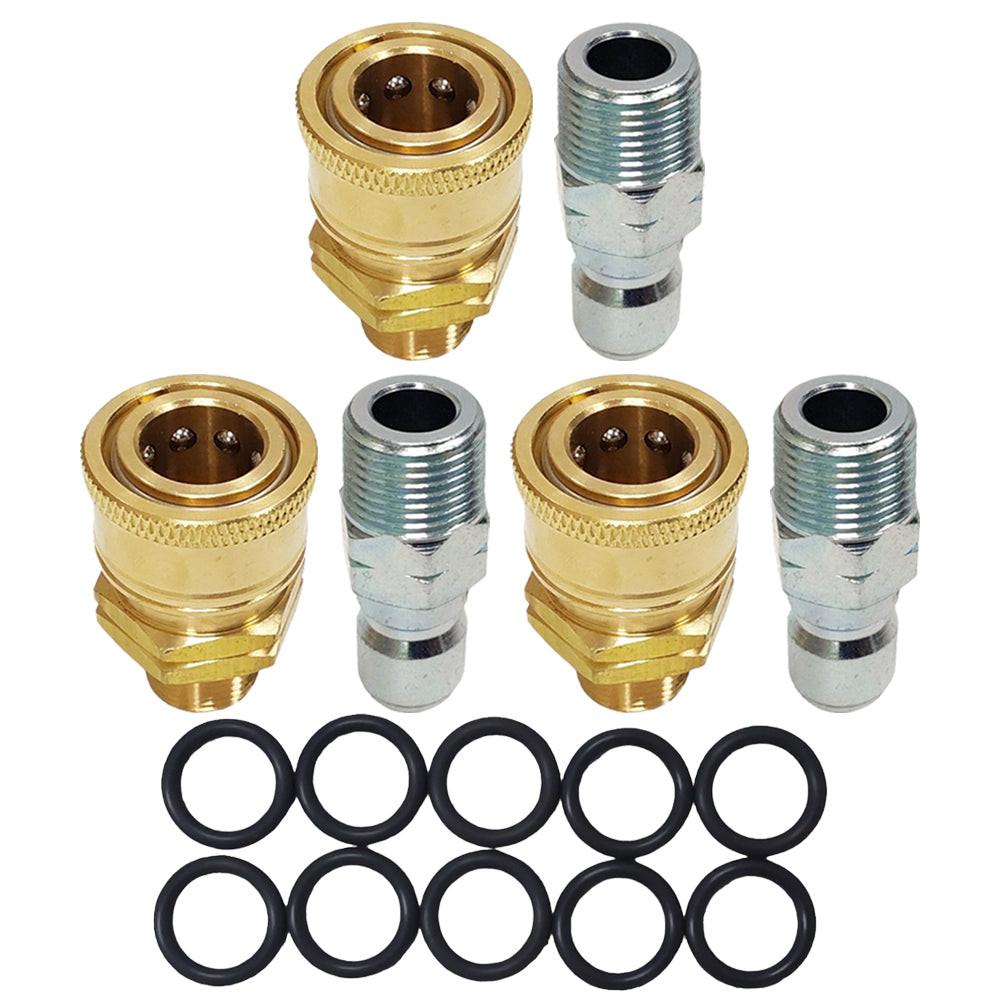 Proven Part 10 PK 3/8" High Temperature 450°F O-Rings, 3 PK 3/8" Male Quick Connect Plugs, 3 PK 3/8" Quick Connects to 3/8" MNPT