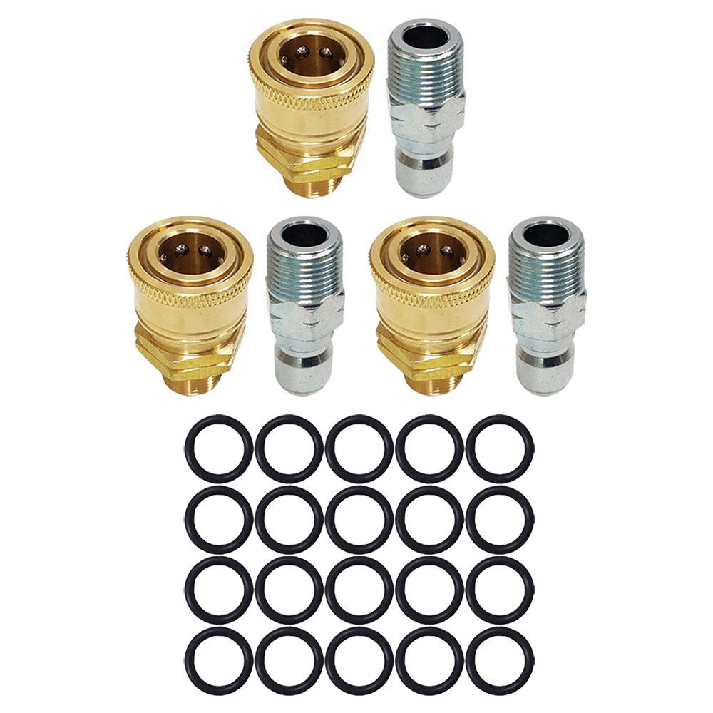 Proven Part 3 PK 3/8" Quick Connect to 3/8" MNPT, 3 PK 3/8" Male Quick Connect Plug, 20 PK 3/8" High Temperature 450°F O-Rings