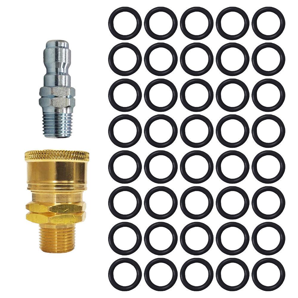 Proven Part 40 O-Rings 3/8" High Temperature 450°F, 3/8" Male Quick Connect Plug, 3/8" Quick Connect to 3/8" MNPT
