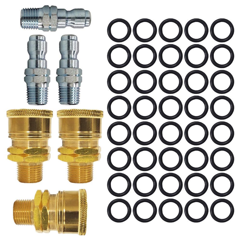 Proven Part 3 PK 3/8" Male Quick Connect Plug, 3 PK 3/8" Quick Connect to 3/8" MNPT, 40 PK 3/8" High Temperature 450°F O-Rings Quick Connect Repair