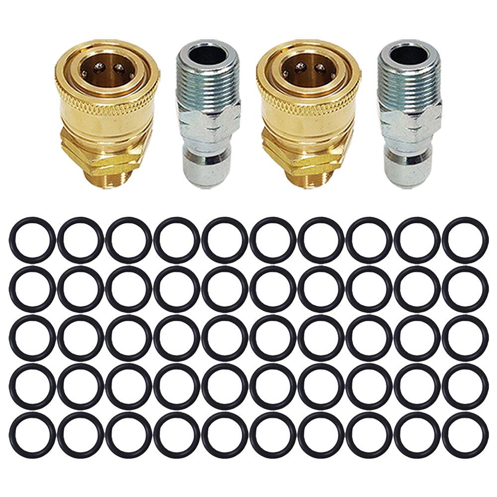 Proven Part 50 PK 3/8" High Temperature 450°F O-Rings, 2 PK 3/8" Male Quick Connect Plug, 2 PK 3/8" Quick Connect to 3/8" MNPT