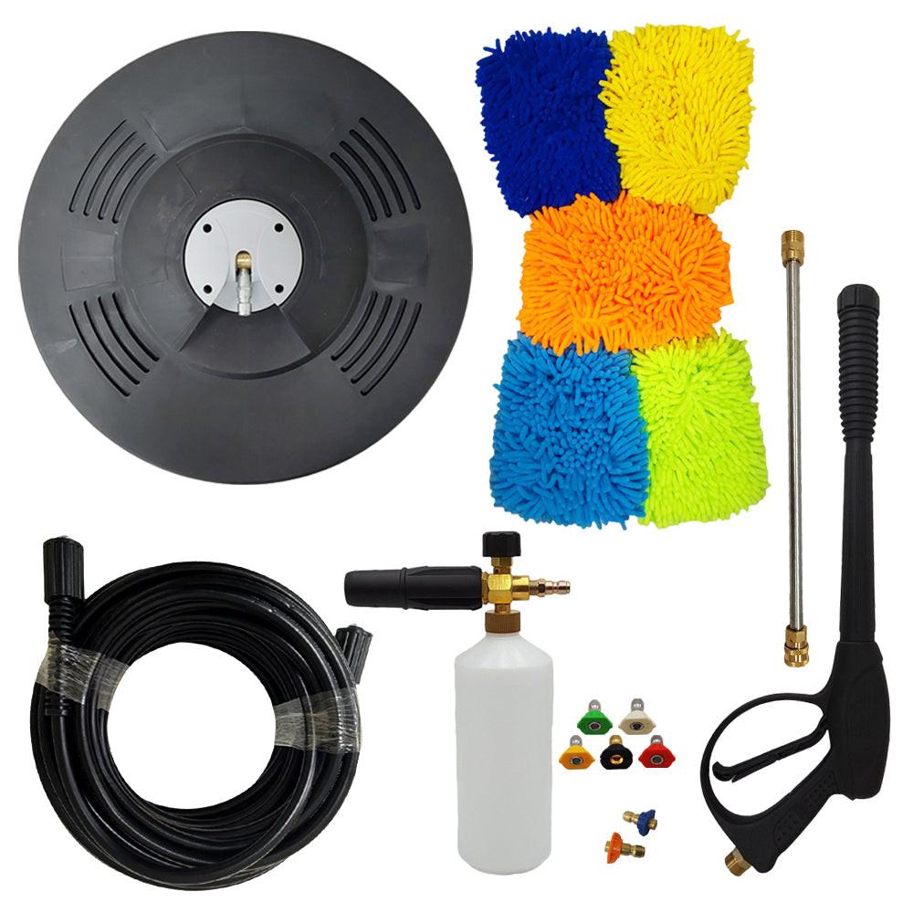 Proven Part 15" Surface Cleaner 3200 PSI, Hose M22 X M22 1/4" X 25', Pro-Gun, Gun-Wand An, Quick Connect, 5-Pack Tip Set 025, 2-Pack 2nd Story Nozzle, Foam Lance, Microfiber Car Household Washing Cleaning Glove