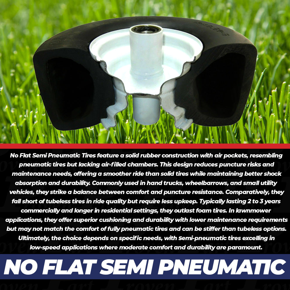 Parte probada, paquete de 2 neumáticos sólidos delanteros no planos, 11X400X5, color blanco, a prueba de pinchazos para 103-9591 110-9965 103-8717 Incluye cojinetes, pernos de eje y cubiertas antipolvo para 103-2768 1-633585 126-5359 103-0063
