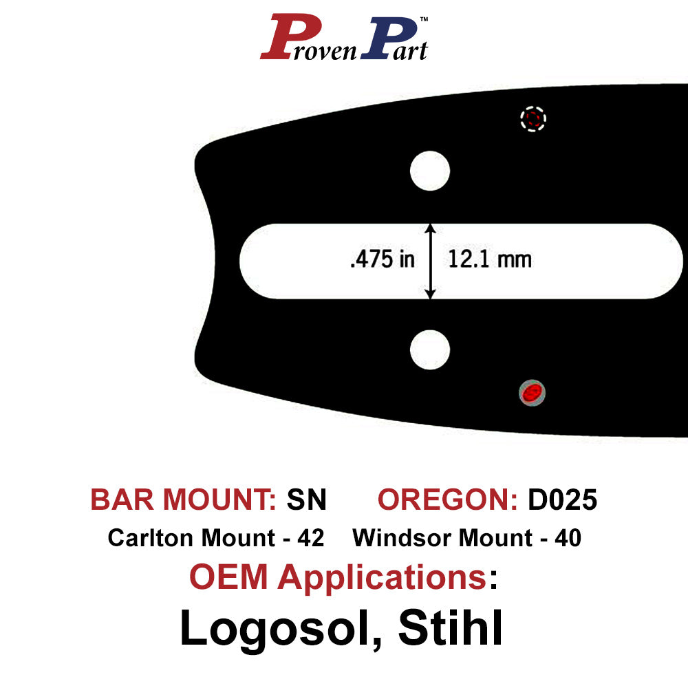 Proven Part 20" Bar and 2 chains .325" .050" 81DL Fits Stihl 024, 026, 028 3003 008 6621
