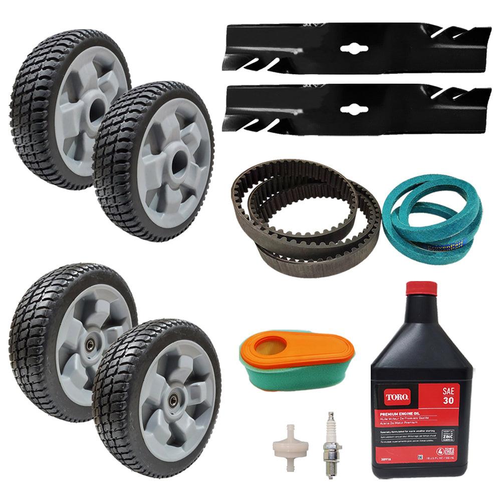 Proven Part Maintenance Kit Front Rear Wheels Drive Timing Belts Gator Style Blades Fits Toro 30” TimeMaster, 20199, 20199, 20200, 20975, 20977, 22205TE, 22207