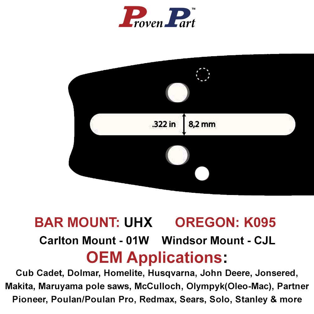 Proven Part 20" Chainsaw Guide Bar Fits Husqvarna 596199780 LS HX A061 .325" .050" DL78