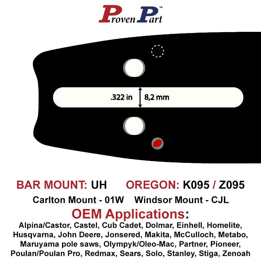 Proven Part Chainsaw Guide Bars .325" .050 K095 Fits Echo CS-440, CS-450, CS-450P, CS-400EVL