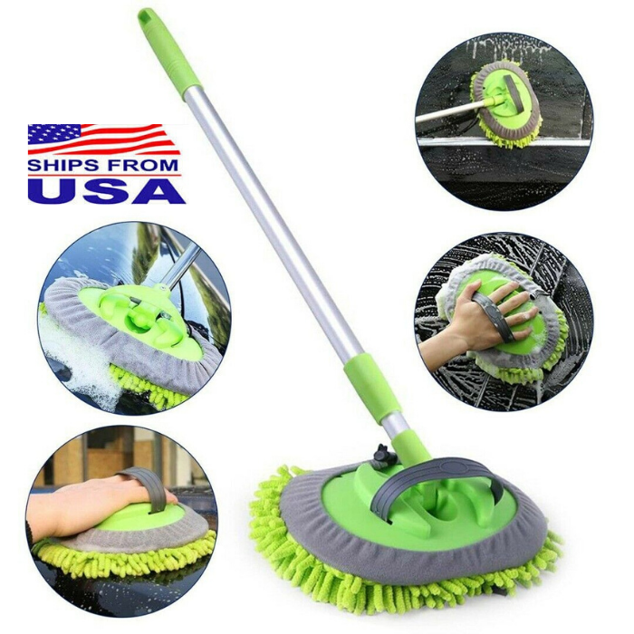 Proven Part Microfiber Car Wash Brush Cleaning Mop Auto Truck 40" Long Handle Extension Us