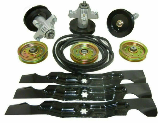 KIT REPLACES RZT 50 INCH ZERO TURN COMPATIBLE WITH CUB CADET TROY BILT FITS 618-04126 742-04053A 954-04044 756-04129C BLADE SPINDLE BELT PULLEYS
