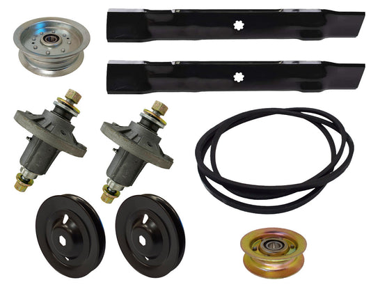 42" MOWER DECK REBUILD KIT  FITS JD LA115 100 SERIES SPINDLES PULLEYS BLADES