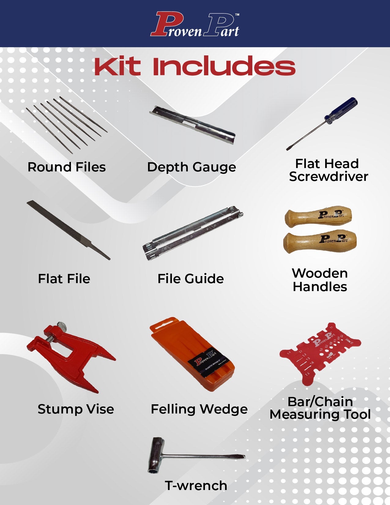 Proven Part Chainsaw Chain Sharpening Kit With Hard Case Including Round File,Flat File