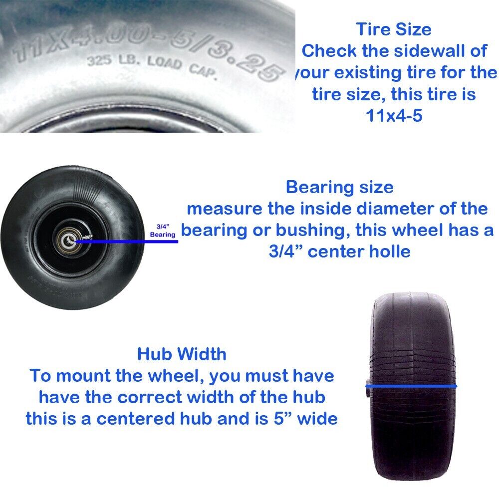 Proven Part 2-Pack No-Flat Tire 11X4-5 Solid Rubber Fits Stander 72460026