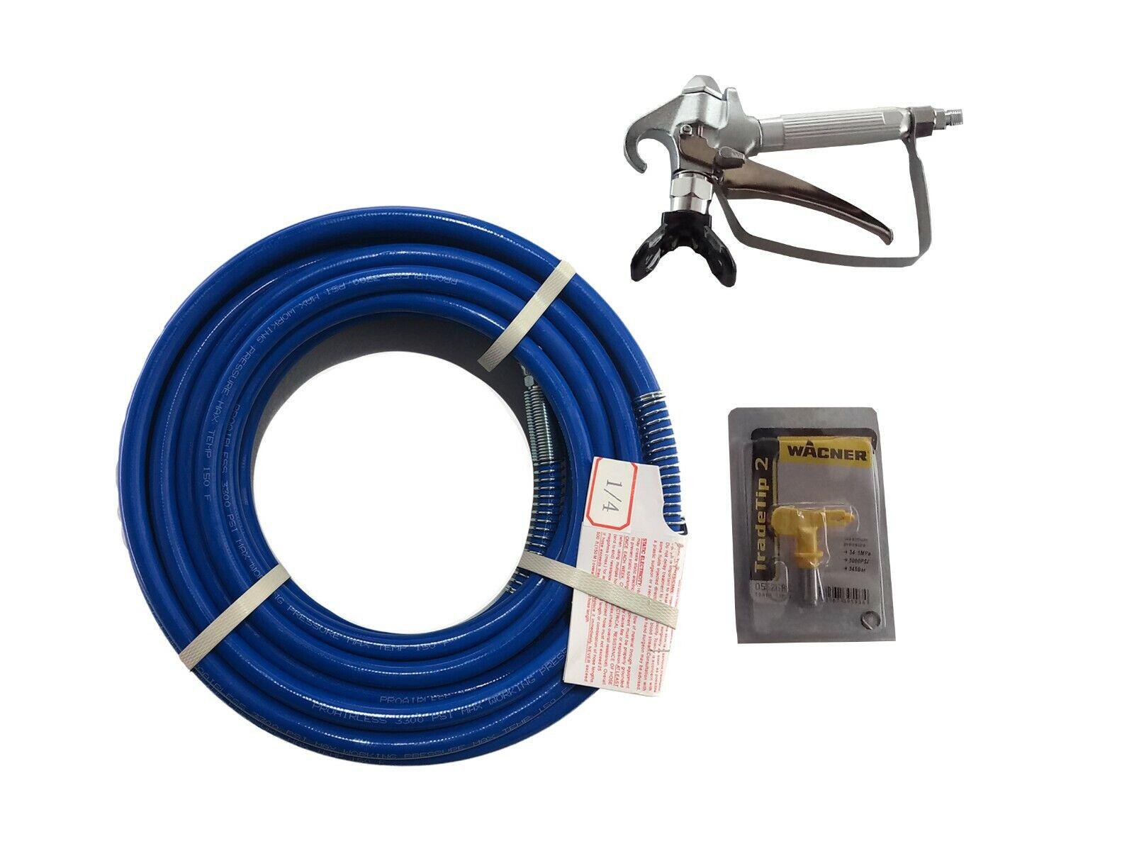 Proven Part Airless Paint Gun With Tip Guard 621 Tip and Hose Kit 50 ft. 1/4" Connector 3300 PSI